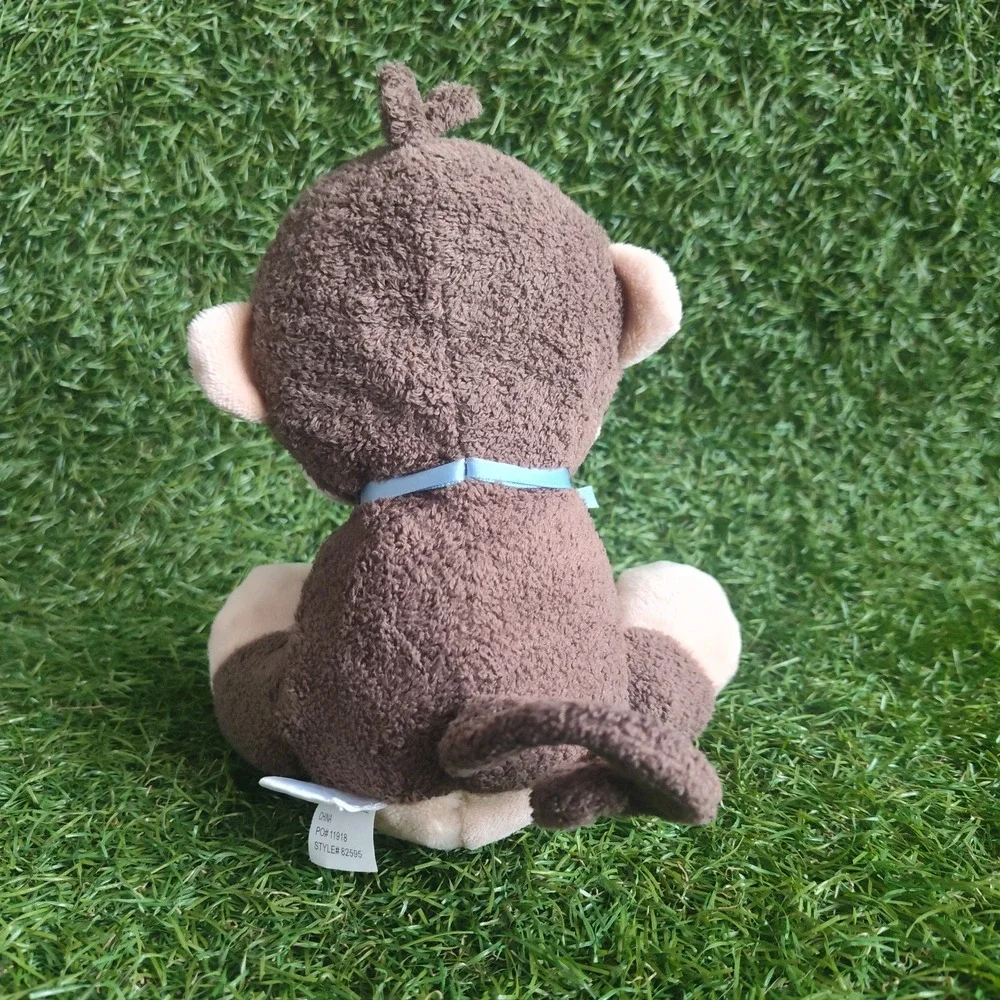 Garanimals Baby Monkey Plush Toy Blue Bow Ribbon 6 inch Brown Stuffed Animal Toy